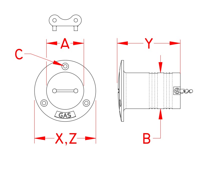 Stainless Steel Hose Deck Fill, S3911-0000, S3912-0000, S3913-0000, S3914-0000, S3921-0000, S3922-0000, Line Drawing